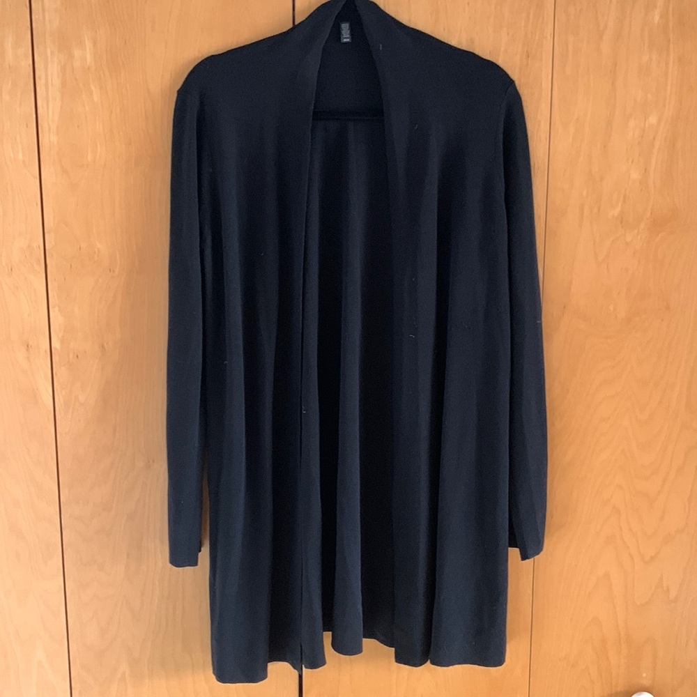 Eileen Fisher Black Wool Cardigan.
